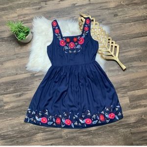 Modcloth Enlighten Look Floral Embroidery Dress